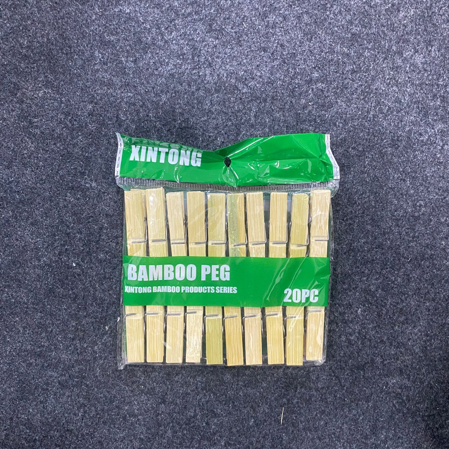 AM7668 Xintong Eco Friendly Heavy Duty Bamboo Clothes Pegs Clamps for Drying Laundry 20 Pcs