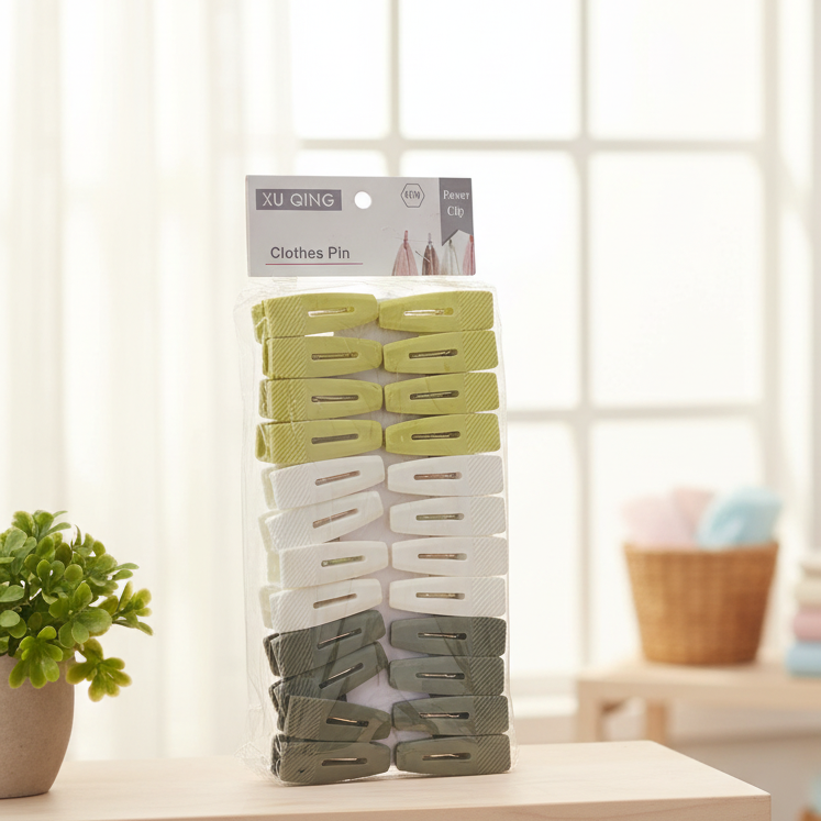 AM7669 Xu Qing Heavy Duty Plastic Clothes Pegs Windproof Laundry Hanging Clips 24 Pcs
