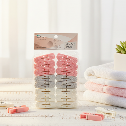 AM7671 Xrz Cactus Plastic Heavy Duty Laundry Clothes Pegs Hanging Clips 16 Pcs Pack