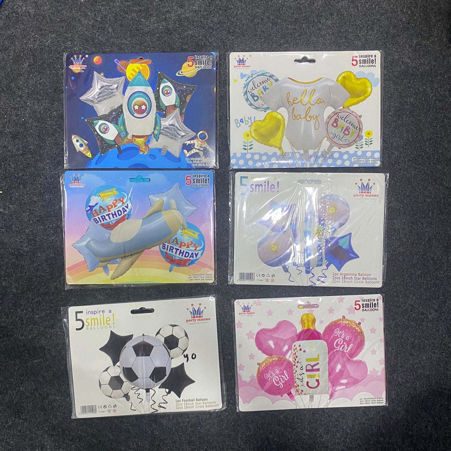 AM7677 Theme Foil Balloon Decoration Set Pack of Five for Kids Birthday Party Celebrations 1-Set