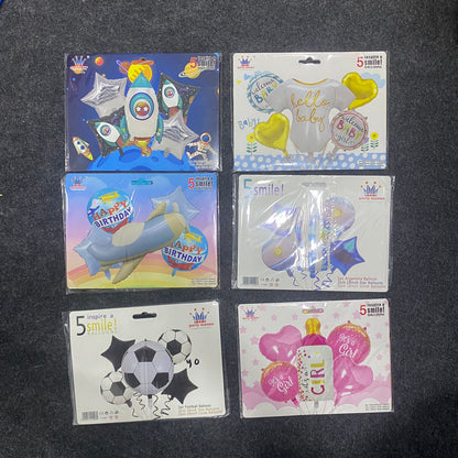 AM7677 Theme Foil Balloon Decoration Set Pack of Five for Kids Birthday Party Celebrations 1-Set
