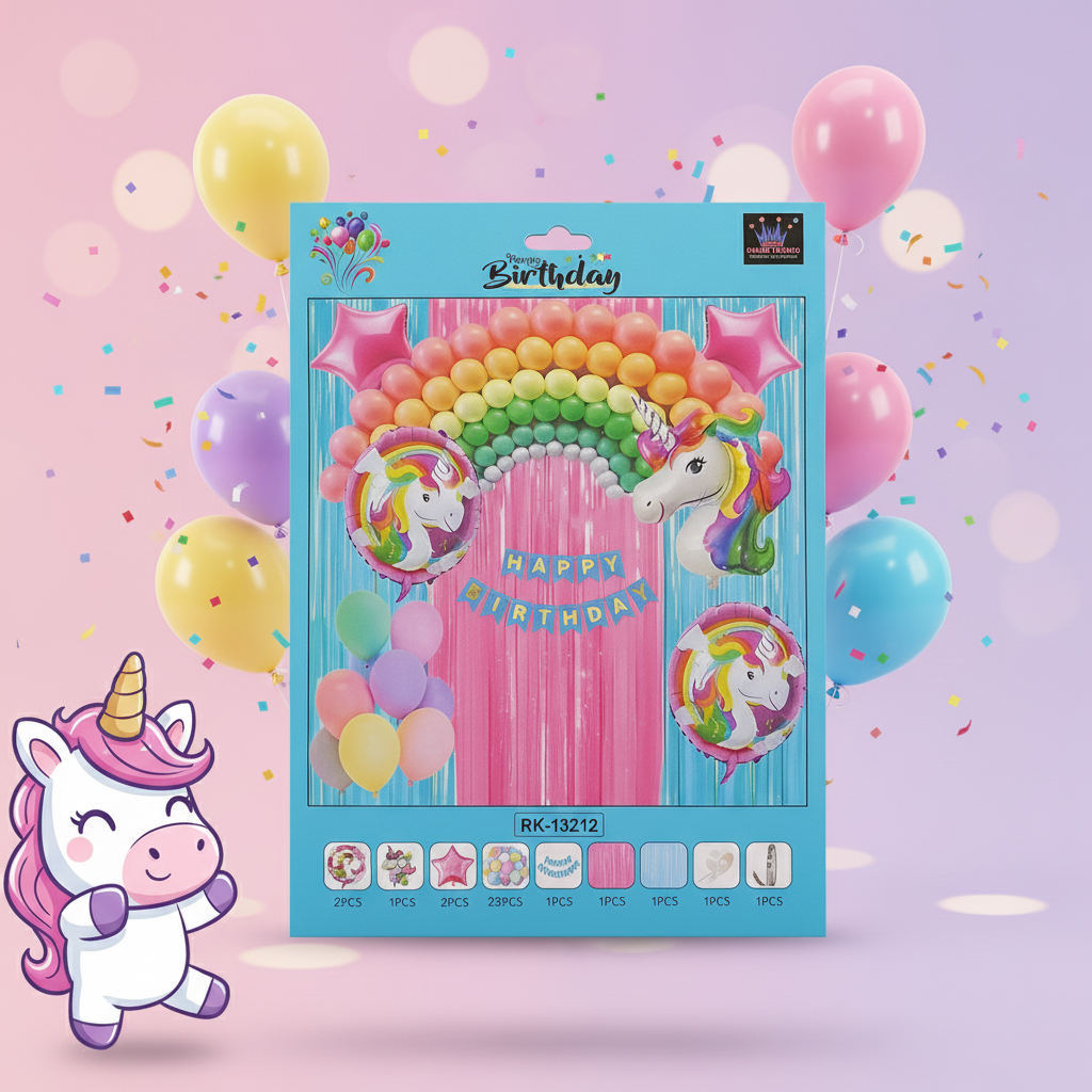 AM7680 Kids Birthday Theme Decoration Combo Kit with Foil Balloons Garland Arch for Party 1-Set
