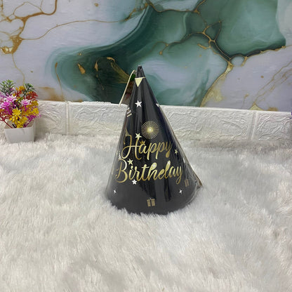 AM7686 Vibrant Multi Theme Birthday Party Cone Hats Pack of 6 for Kids Celebrations