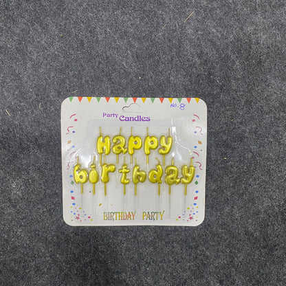 AM7681 Golden Happy Birthday Letter Cake Candles Set For Elegant Cake Decoration Party Supplies