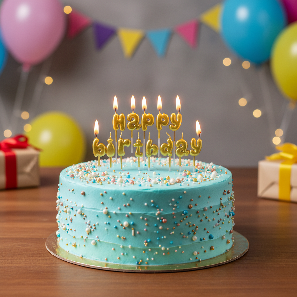 AM7681 Golden Happy Birthday Letter Cake Candles Set For Elegant Cake Decoration Party Supplies