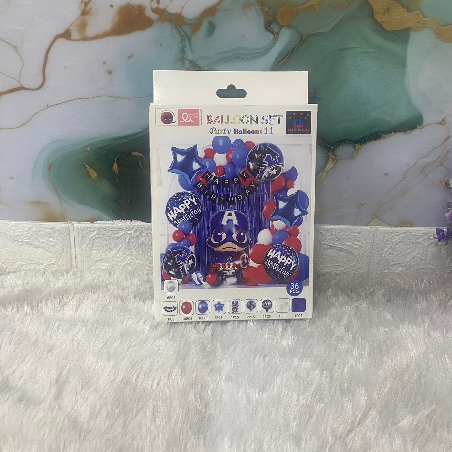AM7684 Superhero Theme Birthday Balloon Decoration Set With Foil Curtains For Kids Party Decoration