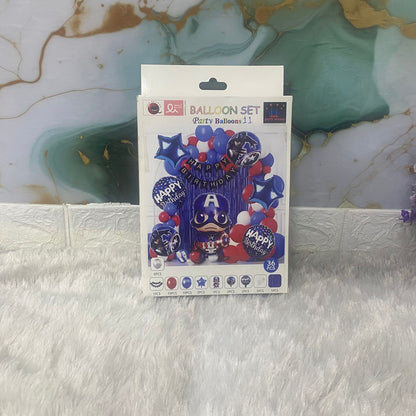 AM7684 Superhero Theme Birthday Balloon Decoration Set With Foil Curtains For Kids Party Decoration