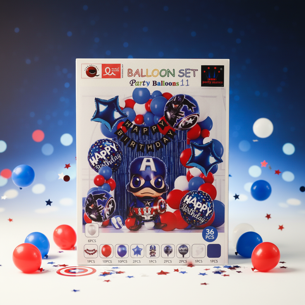 AM7684 Superhero Theme Birthday Balloon Decoration Set With Foil Curtains For Kids Party Decoration