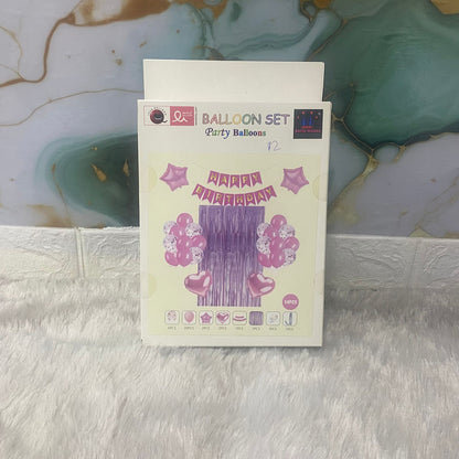 AM7685 Happy Birthday Balloon Decoration Combo Set With Metallic Fringe Foil Curtain For Party