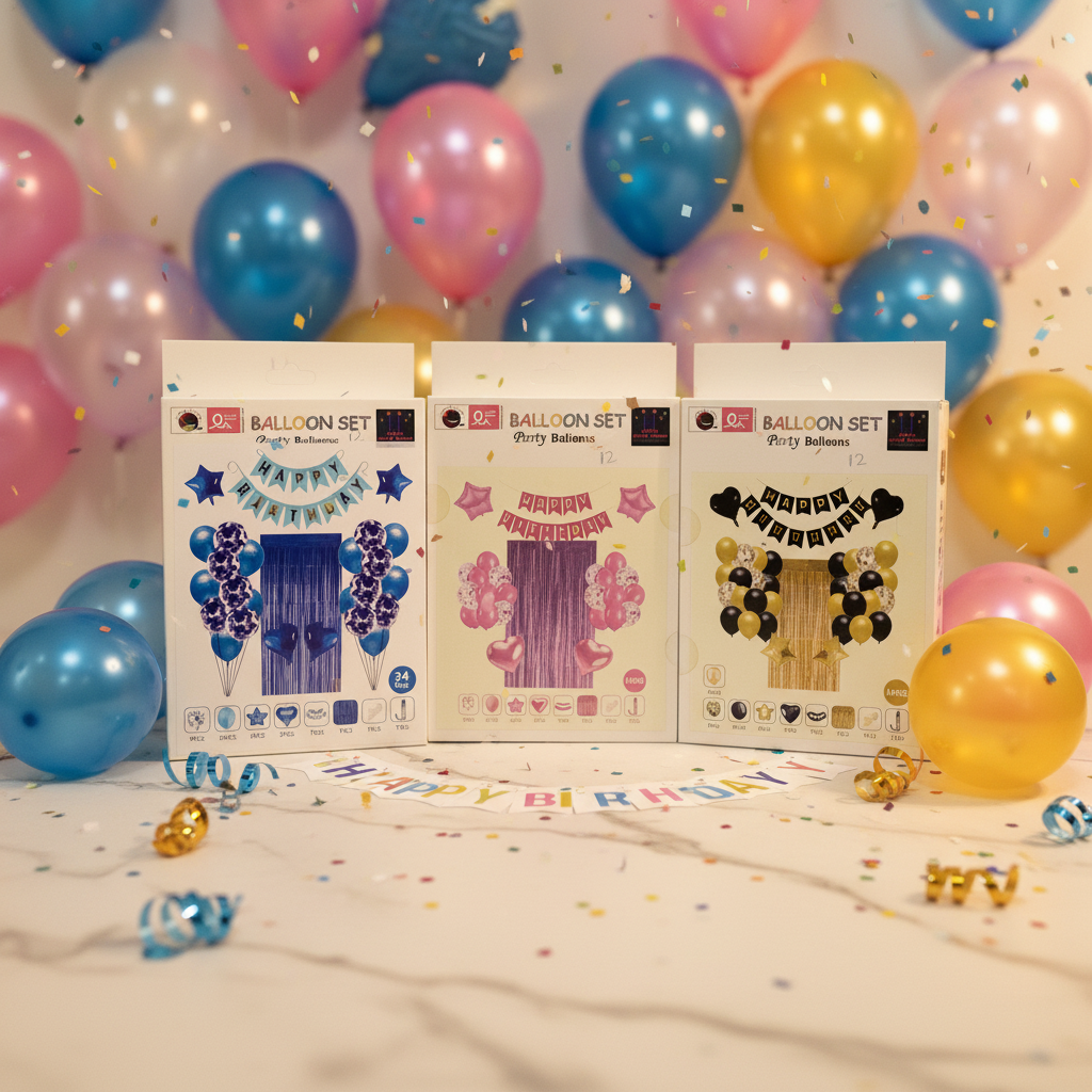 AM7685 Happy Birthday Balloon Decoration Combo Set With Metallic Fringe Foil Curtain For Party