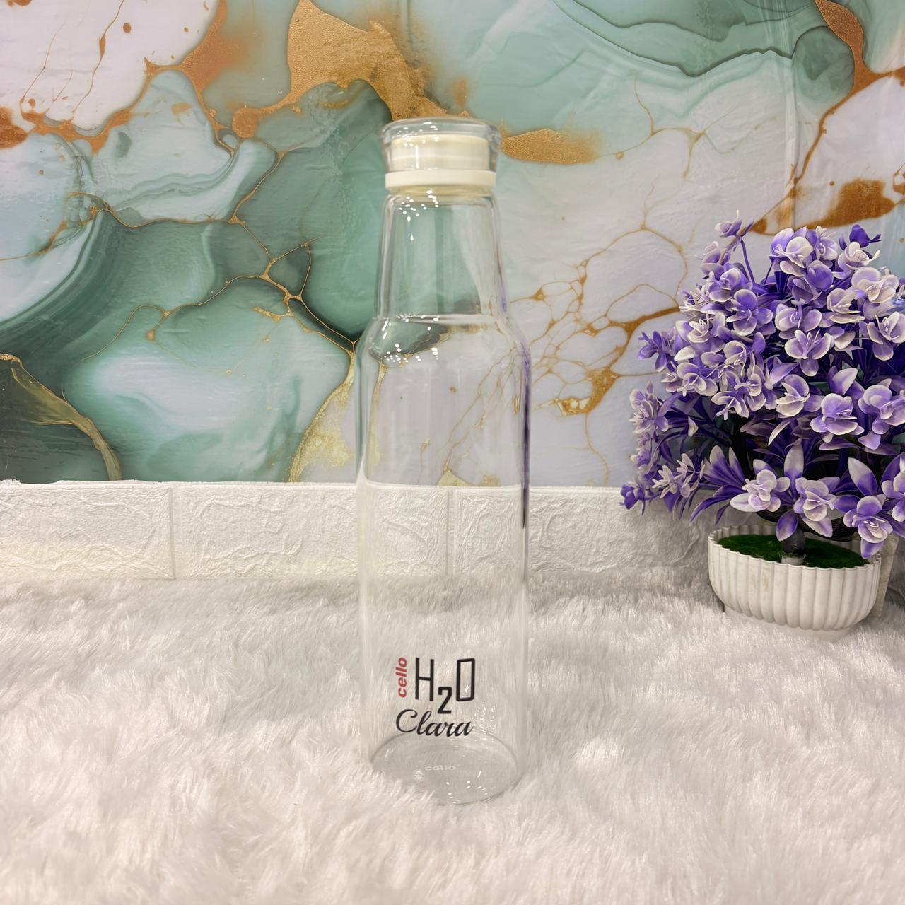 AM7690 Cello H2O Clara 1 Litre Premium Borosilicate Glass Water Bottle with Leakproof Lid