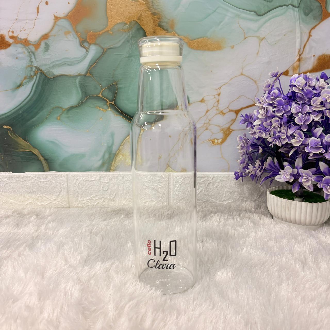 AM7690 Cello H2O Clara 1 Litre Premium Borosilicate Glass Water Bottle with Leakproof Lid
