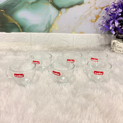 AM7692 Cello Crema 90ml Premium Glass Mug Set of 6 for Tea and Espresso