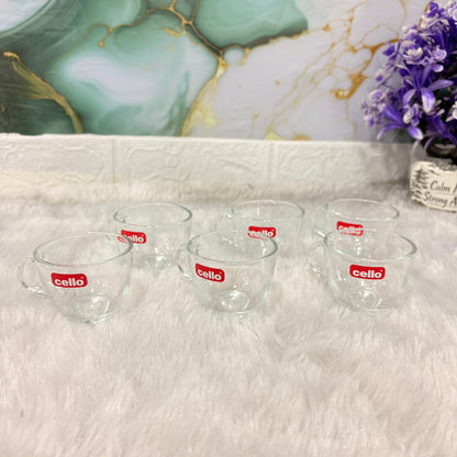 AM7692 Cello Crema 90ml Premium Glass Mug Set of 6 for Tea and Espresso