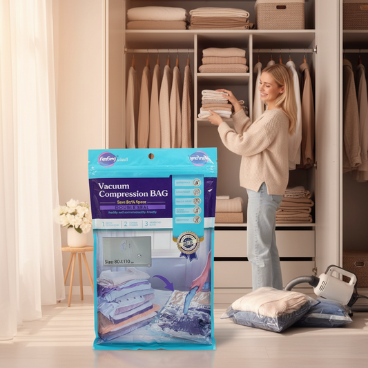 AM7703 FenFang Vacuum Compression Storage Bag for Space-Saving Organization of Quilts, Clothing, and Pillows