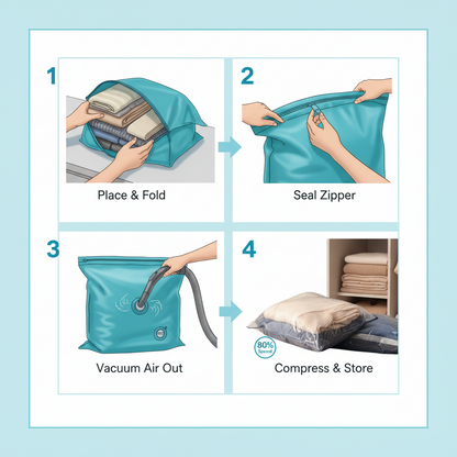 AM7703 FenFang Vacuum Compression Storage Bag for Space-Saving Organization of Quilts, Clothing, and Pillows