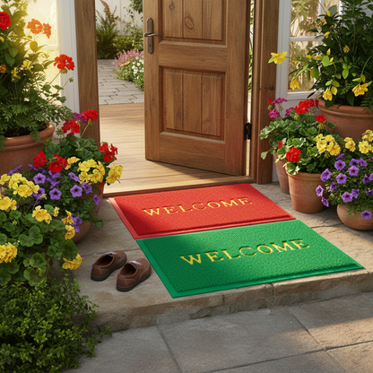 AM7705 Non-Slip PVC Cushion Welcome Doormat for Home & Office (Pack of 1)