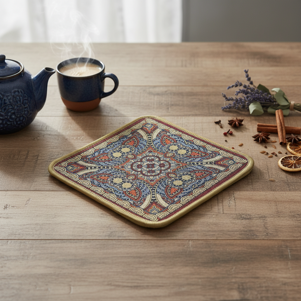 AM7709 DECORATIVE SQUARE HEAT RESISTANT INSULATION PADS FOR KITCHEN SURFACES AND DINING TABLE TOPS