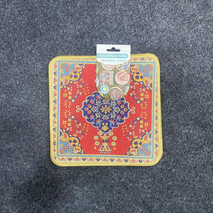 AM7711 VINTAGE PERSIAN PATTERN HEAT RESISTANT INSULATION PAD SET FOR TABLE AND COUNTERTOP PROTECTION