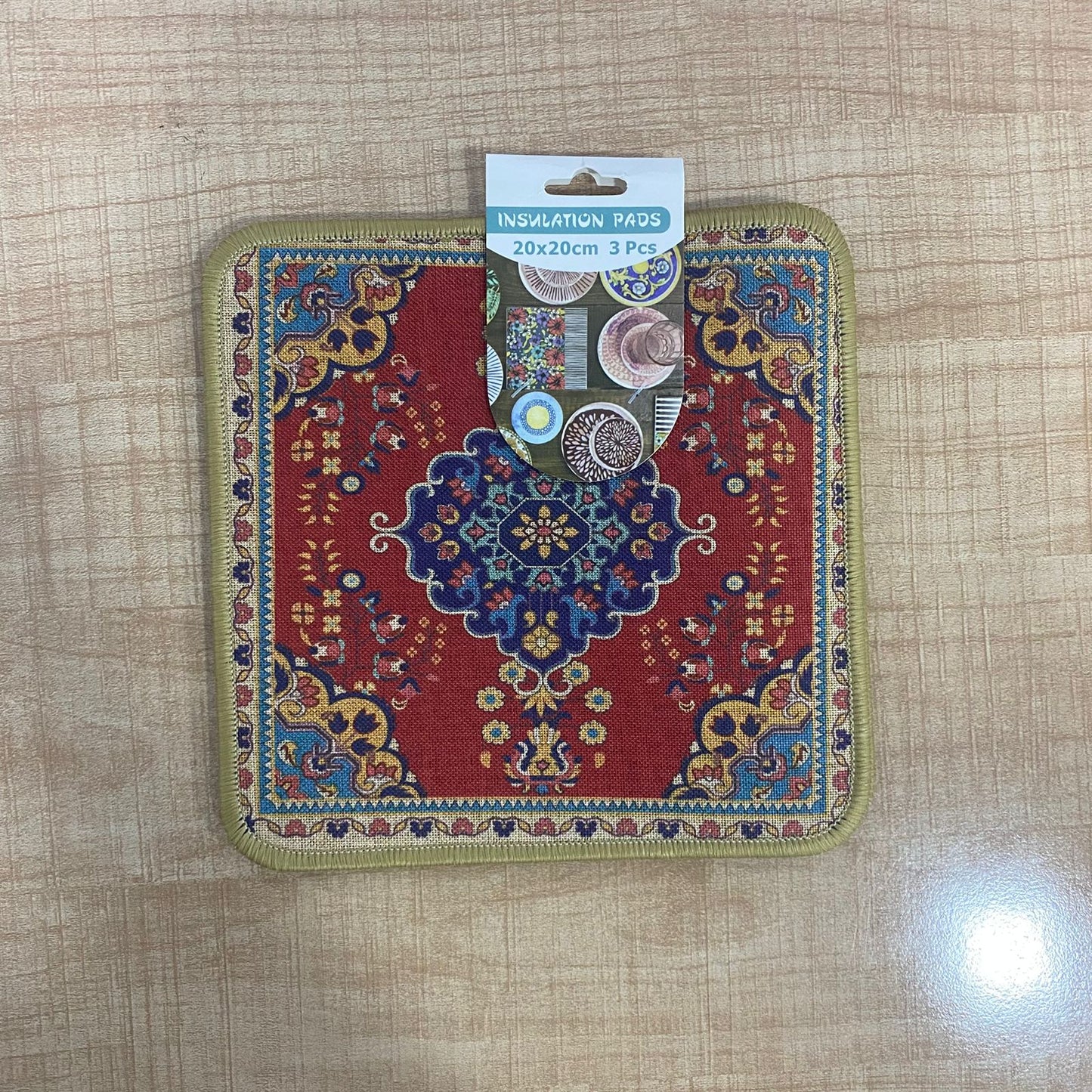 AM7711 VINTAGE PERSIAN PATTERN HEAT RESISTANT INSULATION PAD SET FOR TABLE AND COUNTERTOP PROTECTION
