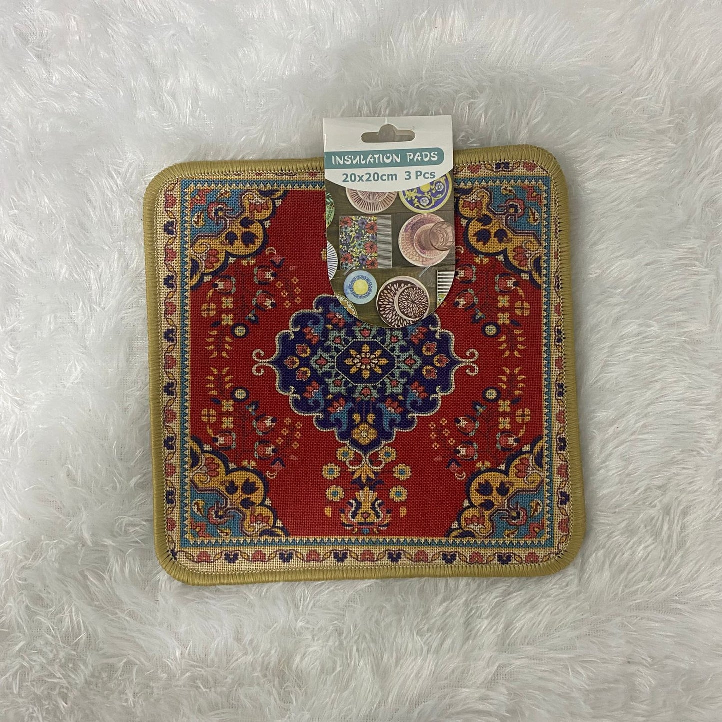 AM7711 VINTAGE PERSIAN PATTERN HEAT RESISTANT INSULATION PAD SET FOR TABLE AND COUNTERTOP PROTECTION