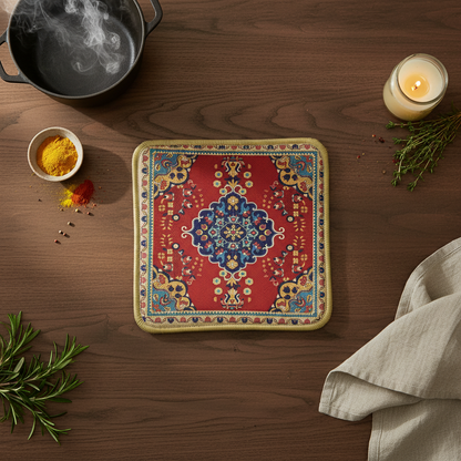 AM7711 VINTAGE PERSIAN PATTERN HEAT RESISTANT INSULATION PAD SET FOR TABLE AND COUNTERTOP PROTECTION