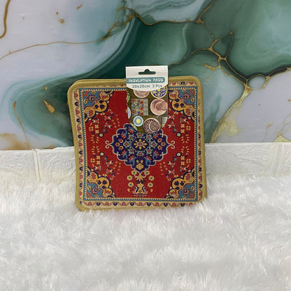 AM7711 VINTAGE PERSIAN PATTERN HEAT RESISTANT INSULATION PAD SET FOR TABLE AND COUNTERTOP PROTECTION