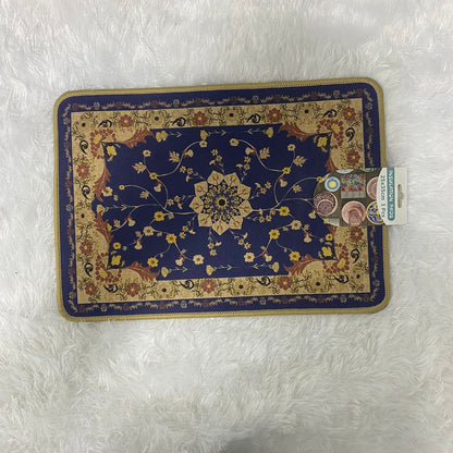AM7712 ELEGANT BLUE FLORAL PATTERN HEAT RESISTANT INSULATION PAD FOR DINING TABLE SURFACE PROTECTION