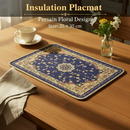 AM7712 ELEGANT BLUE FLORAL PATTERN HEAT RESISTANT INSULATION PAD FOR DINING TABLE SURFACE PROTECTION
