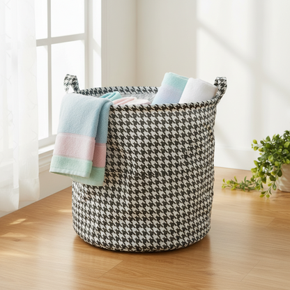 AM7718 FOLDABLE LAUNDRY BASKET CLOTHES STORAGE ORGANIZER WITH LID MEASURING 35 BY 35 CM