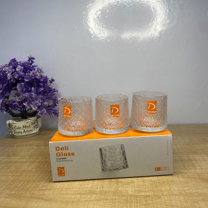 AM7721 DELI GLASS WALTZ ROTATING SODA-LIME GLASS CUPS SET FOR TABLE DECORATION