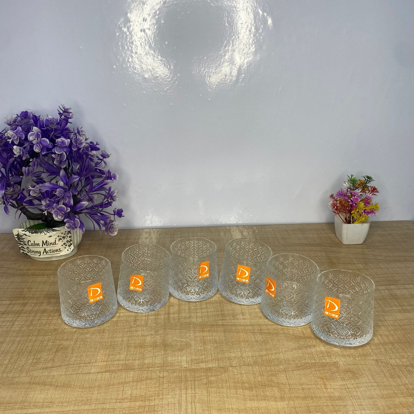 AM7721 DELI GLASS WALTZ ROTATING SODA-LIME GLASS CUPS SET FOR TABLE DECORATION
