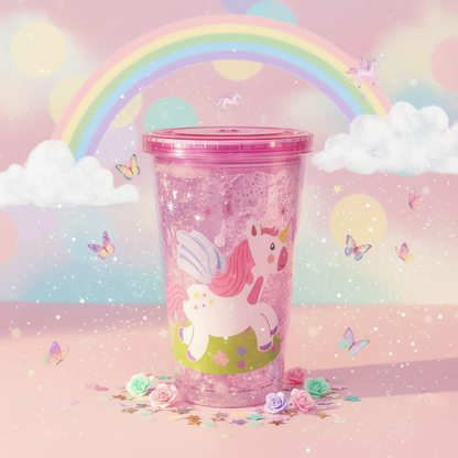 AM7722 MAGICAL PINK UNICORN DESIGN GEL FREEZER TUMBLER FOR KIDS AND ADULTS