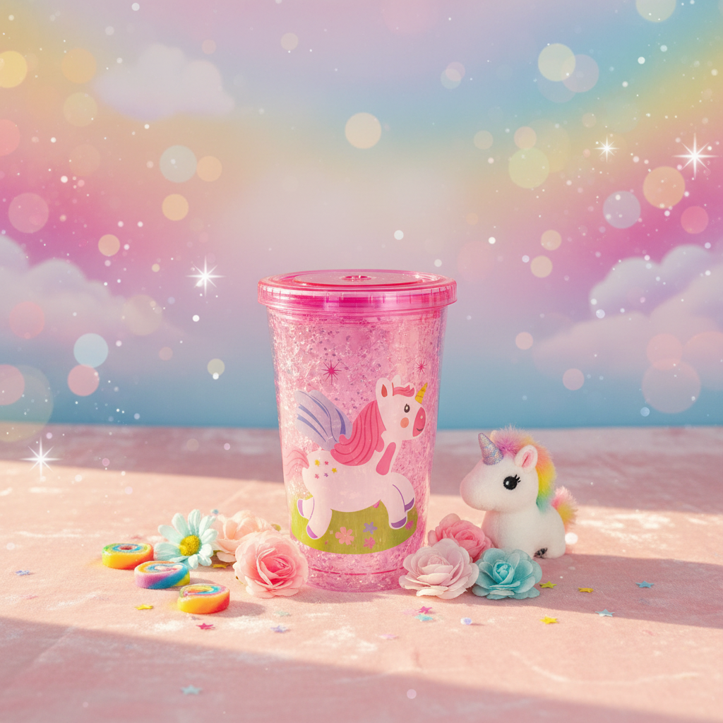 AM7722 MAGICAL PINK UNICORN DESIGN GEL FREEZER TUMBLER FOR KIDS AND ADULTS
