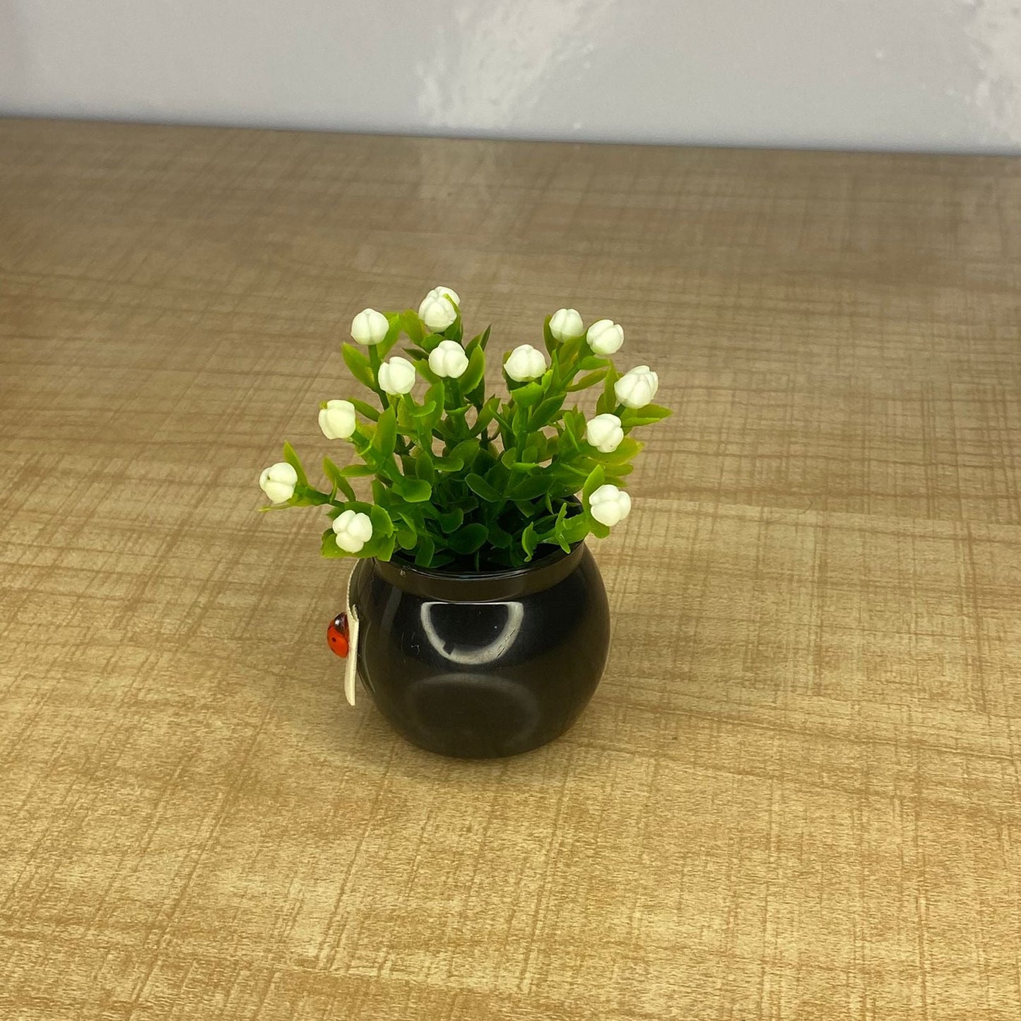 AM7724 ARTIFICIAL WHITE FLOWER POTTED PLANT WITH BLACK VASE FOR HOME OFFICE DECORATION