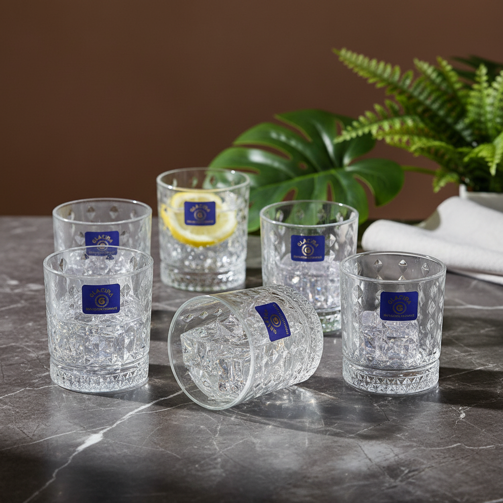 AM7726 ELEGANT CLEAR GLASS WALTZ ROTATING CUP FOR STYLISH HOME AND OFFICE TABLE DECOR
