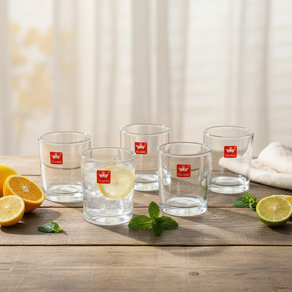 AM7729 ELEGANT CLEAR GLASS WALTZ ROTATING CUP FOR MODERN HOME AND OFFICE TABLE DECOR