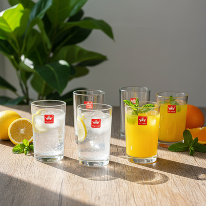 AM7731 Yujing Premium Clear Glass Tumbler Set (6 Pieces) – Model YJA-1009
