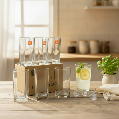 AM7732 ELEGANT CLEAR GLASS VASE WITH RIBBED DESIGN FOR STYLISH HOME TABLE DECORATION