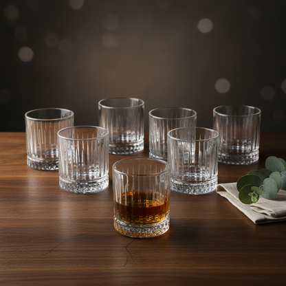 AM7737 Marc Samuels Premium Crystal Glass Tumbler Set of 6 Pieces for Kitchen Dining
