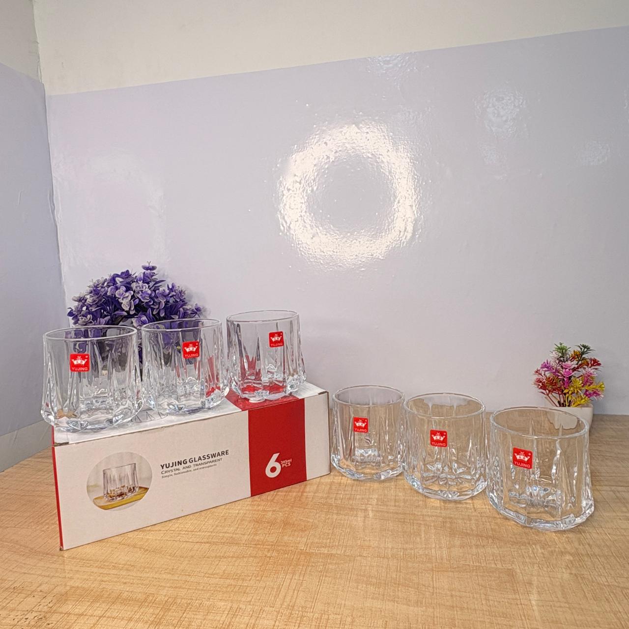 AM7738 Yujing Crystal Glassware Set of 6 Stylish Tumblers for Modern Kitchen and Dining