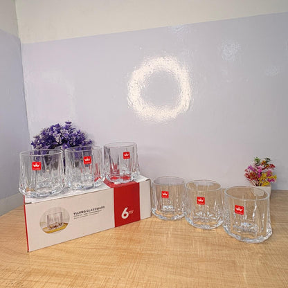 AM7738 Yujing Crystal Glassware Set of 6 Stylish Tumblers for Modern Kitchen and Dining