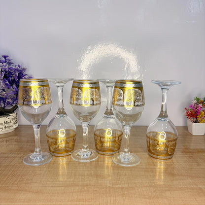 AM7740 Premium Elegant Clear Stemmed Wine Goblet Glassware Set of 6 Pieces for Dining