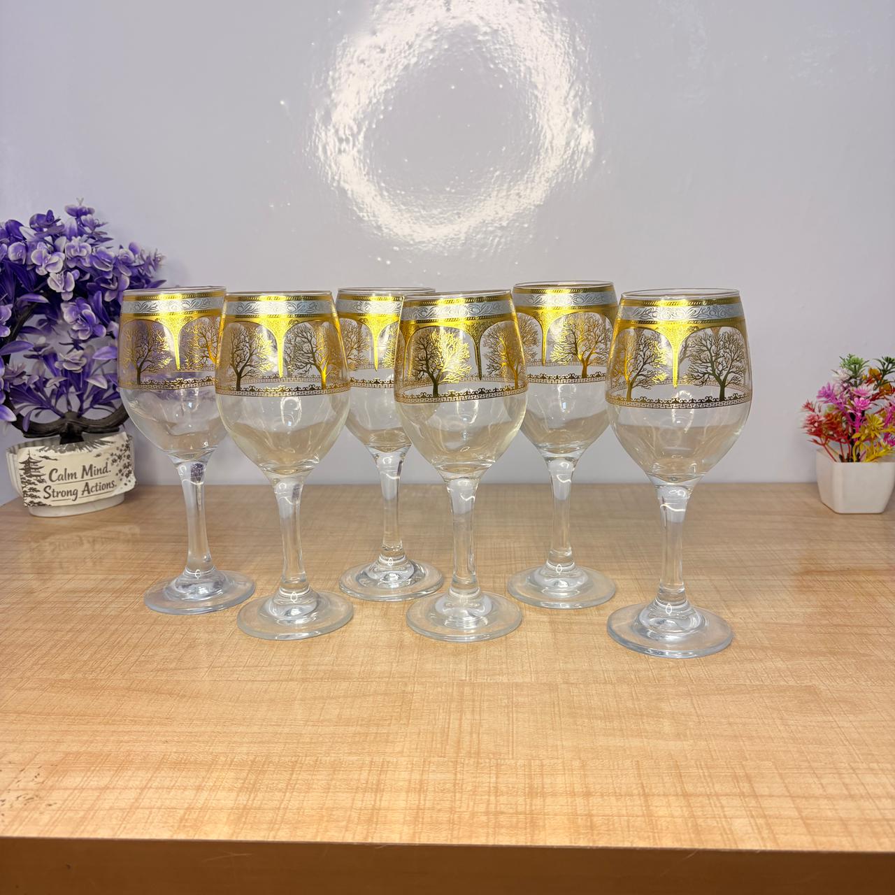 AM7740 Premium Elegant Clear Stemmed Wine Goblet Glassware Set of 6 Pieces for Dining