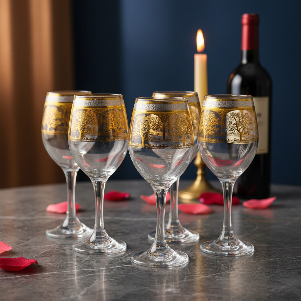 AM7740 Premium Elegant Clear Stemmed Wine Goblet Glassware Set of 6 Pieces for Dining