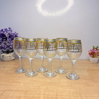 AM7740 Premium Elegant Clear Stemmed Wine Goblet Glassware Set of 6 Pieces for Dining