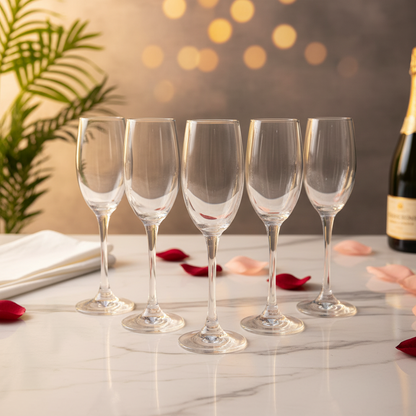AM7741 Premium Elegant Tall Fluted Champagne Glasses Set of 6 for Celebratory Toasts