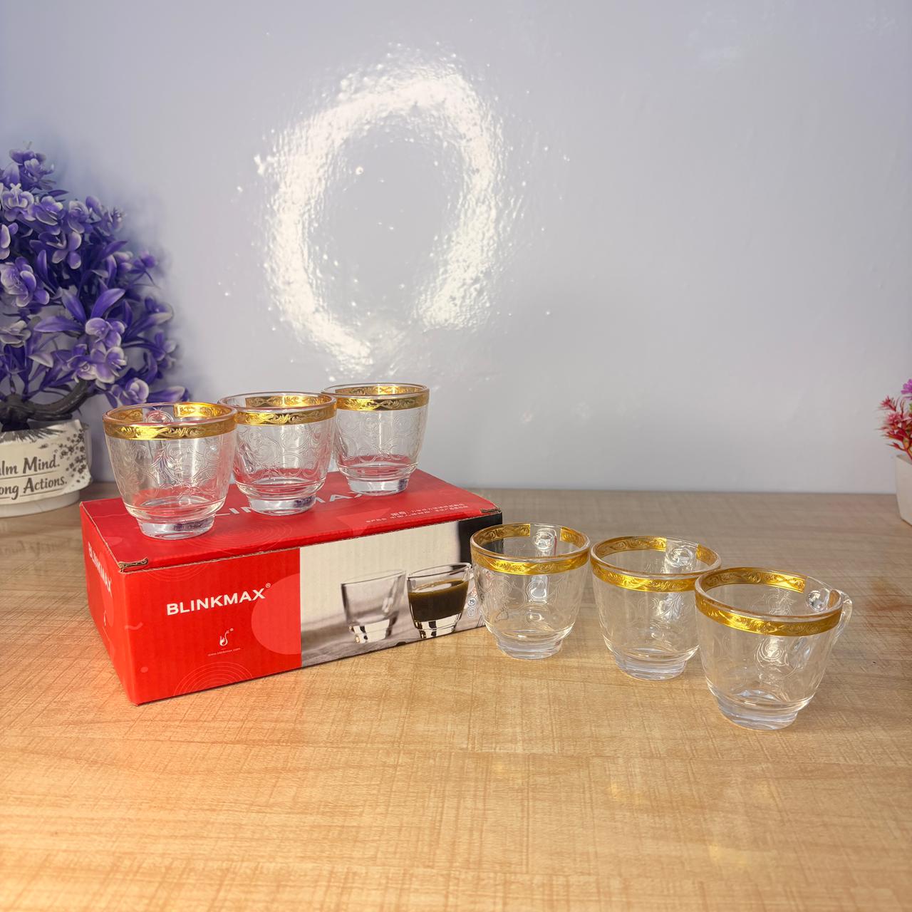 AM7742 Premium Crystal Mini Glassware Tea Cup Set of 6 Pieces for Stylish Serving