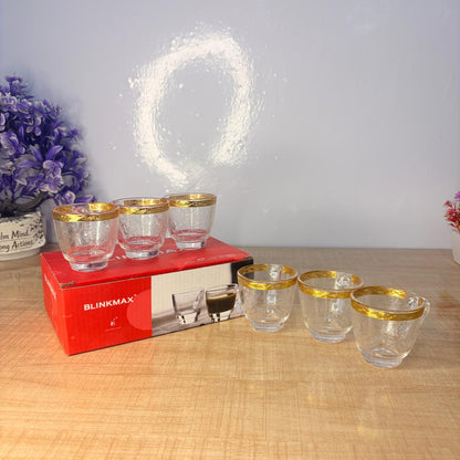 AM7742 Premium Crystal Mini Glassware Tea Cup Set of 6 Pieces for Stylish Serving