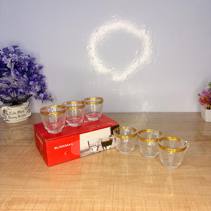 AM7742 Premium Crystal Mini Glassware Tea Cup Set of 6 Pieces for Stylish Serving